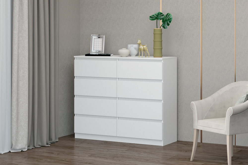 МС "Хилтон". Комод №3 1200 (8 ящ.) Белый_Текстурный