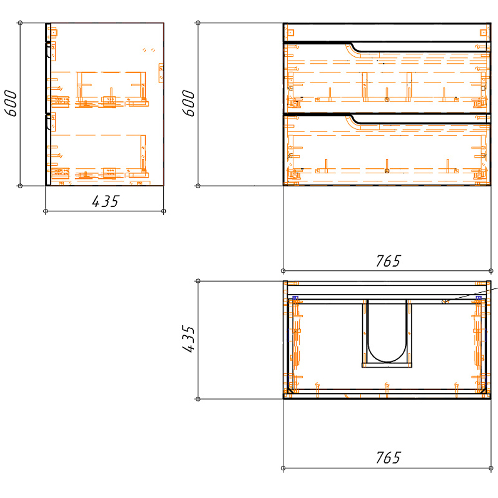Комплект Тумба Azario KANTRI 80/2 800х460х650 подвесная, с раковиной Фостер 80, белый глянец (CS00097255)