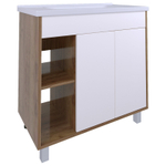 AVK2. Тумба напольная, 2 Двери + Ниша, 1000, коллекция (Далия, НМ-ВО16  , Основной, Дуб Крафт Золотой, Молочный глянец)