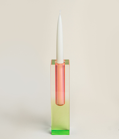 Ваза/Подсвечник из акрила 5 х 5 х 20 Розово-зеленый data-res=