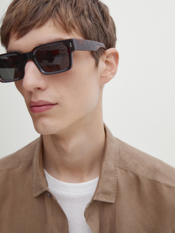 Massimo Dutti Рубашка классического кроя из 100% льна, персиковый