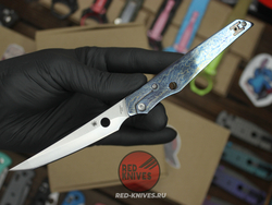 Нож Spyderco COBOL Titanium огненный - рукоять кастом титан, клинок сатин