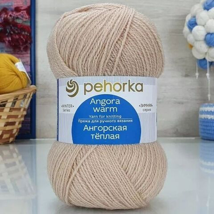 Ангорская теплая пряжа Пехорка 40%шерсть 60%акрил 5х100г/480м (442 натуральный)