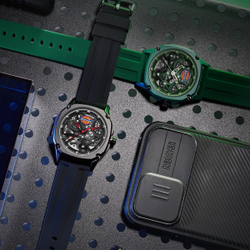 Dickies Creator Collection Emperor Cool Fit Wrist Watch Mechanical Movement Silicone Strap Skeleton Dial Men"s Watches