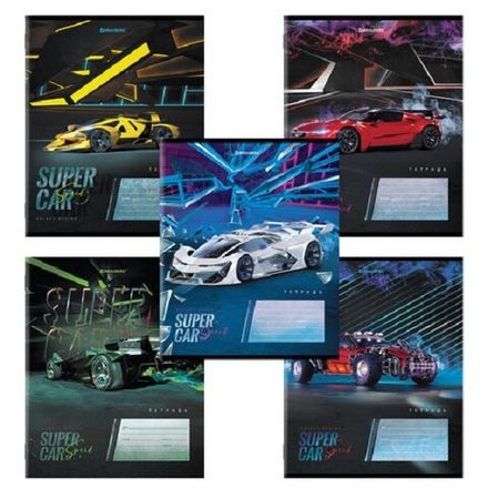 Тетрадь 12л, клетка, Brauberg Super car