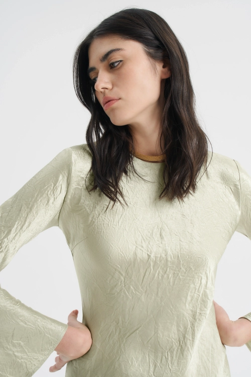 Платье-миди из жатого атласа