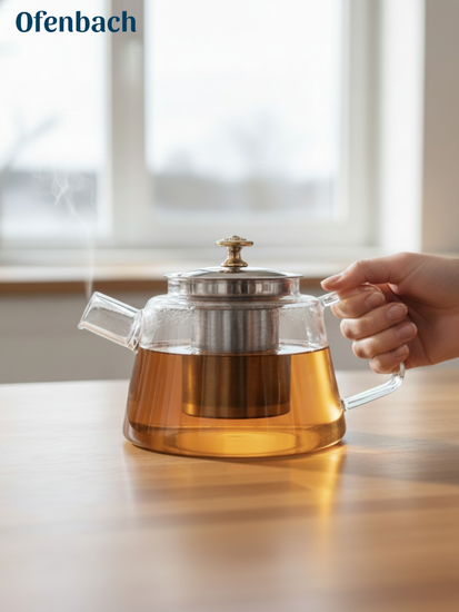 Стеклянный заварочный чайник 800 мл. Ofenbach NB 100617M с фильтром