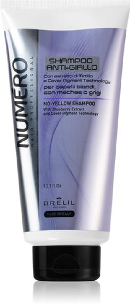 Brelil Numero No-Yellow Shampoo - шампунь с нейтрализацией серебра для светлых и балаяжных волос /   300  ml  / GTIN 8011935086368