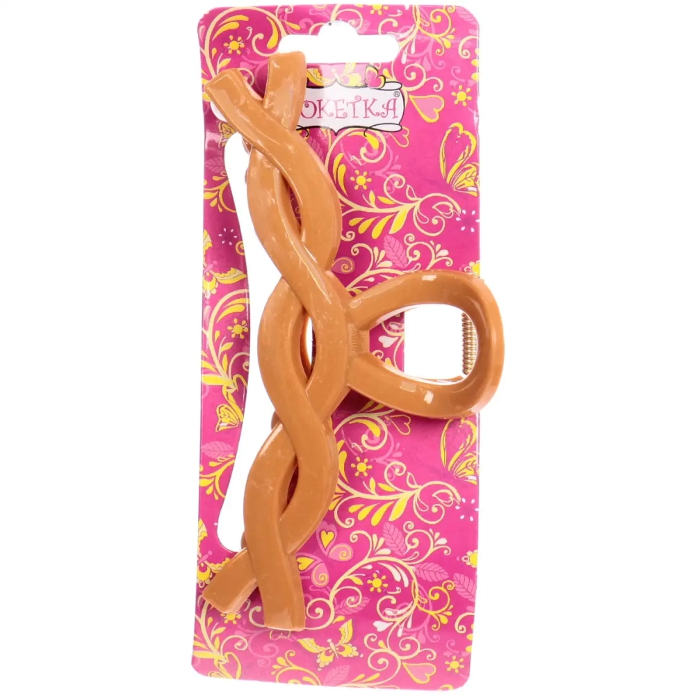 Заколка-краб для волос на блистере «Magic Gloss», косичка, микс 6 цветов, 11см