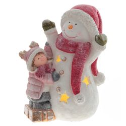 GAEM Фигурка декоративная "Снеговик и девочка" (подсветка, 3хААА, н/п), L30 W20 H37 см, 2в.