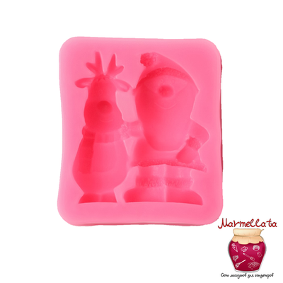 Молд силиконовый "Дед Мороз и олень", 6,5*5,7 см