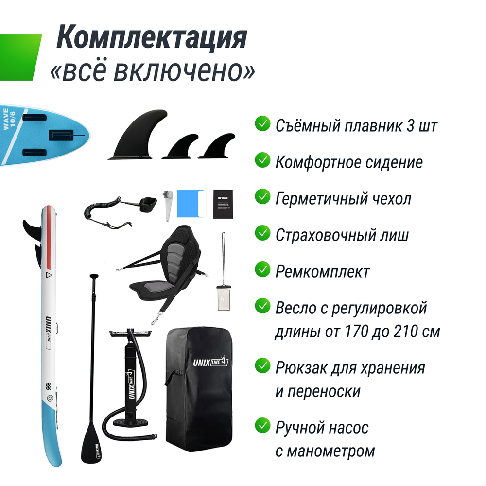 SUP-борд UNIX Line Глубокое море / Deep Sea (320 см) + сиденье