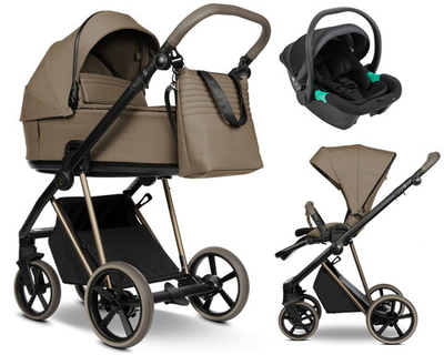 Детская коляска Roan Sol Vintage Luxury 2.0 3 в 1 с автокреслом Pituso Santiso Pro VIN 03/MM Mocha Mousse/Cappuccino/руч.Cappuccino