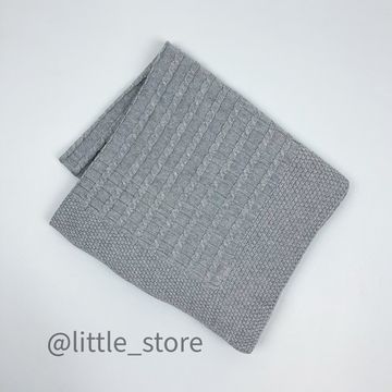 Плед вязаный С косами, Серый