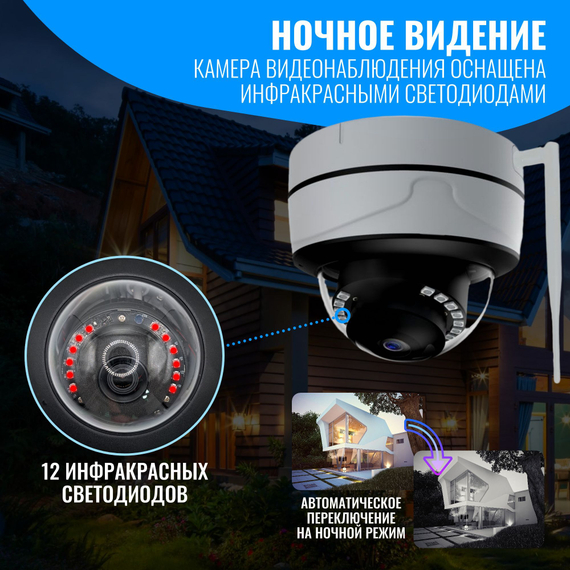 Камера видеонаблюдения Smart Aura, Wi-Fi/Ethernet, купольная, уличная