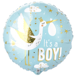 Шар Фольгированный BOY Аист на голубом сатин (Голубой)
