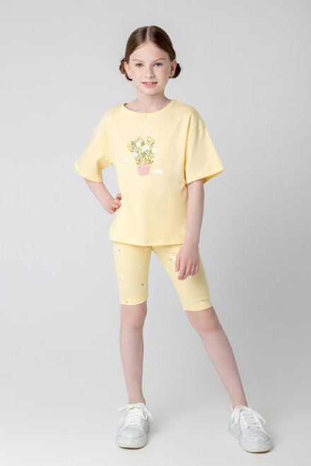 КР 400546/бледно-желтый,летние цветы к395 бриджи для девочки Crockid.