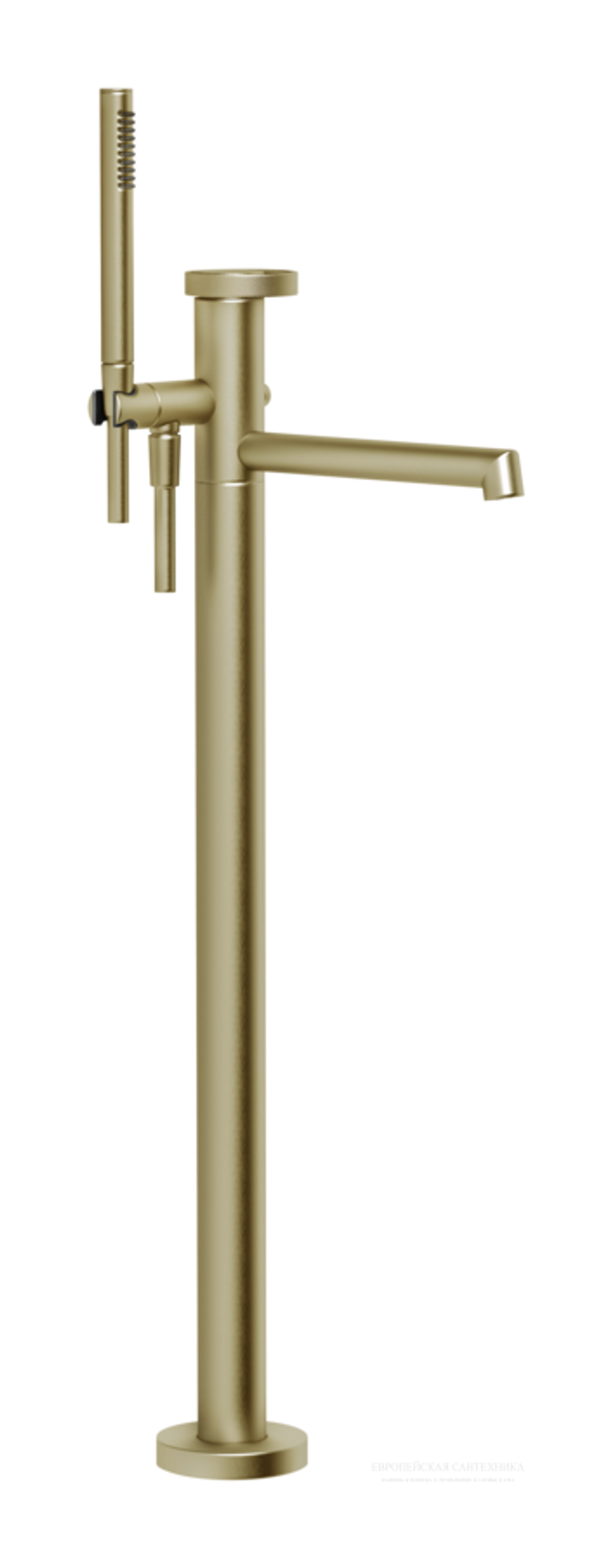Cмеситель для ванны Gessi Anello, напольный, с душевой лейкой, встраиваемый, цвет Brass Brushed PVD