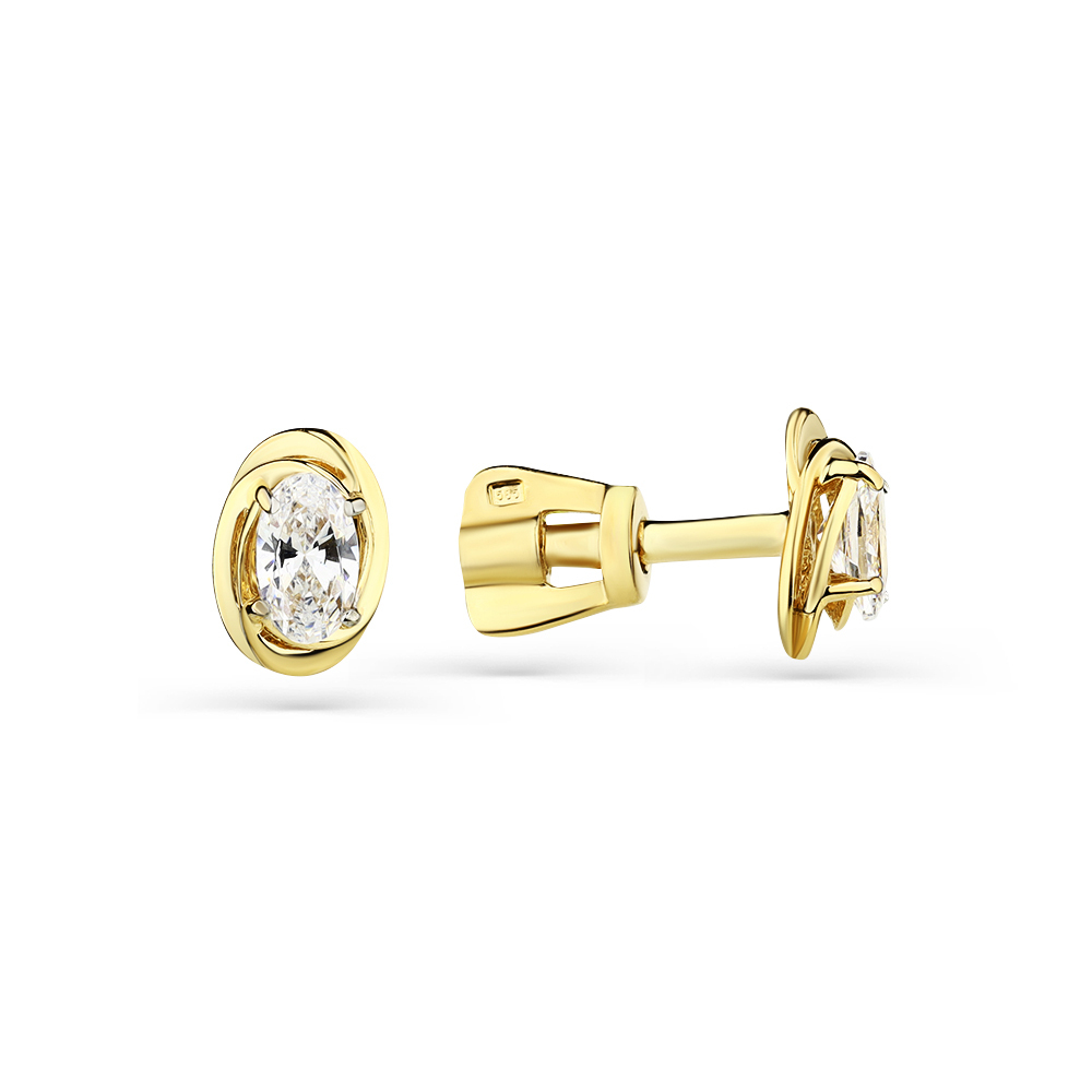 Пусеты из золота 585 пробы с Swarovski Zirconia