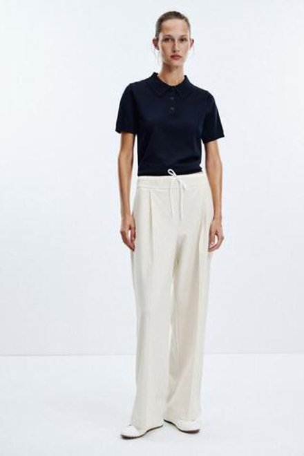 ZARA БРЮКИ-БОКСЕРЫ С КОНТРАСТНОЙ ДЕТАЛЬЮ, ЭКРЮ