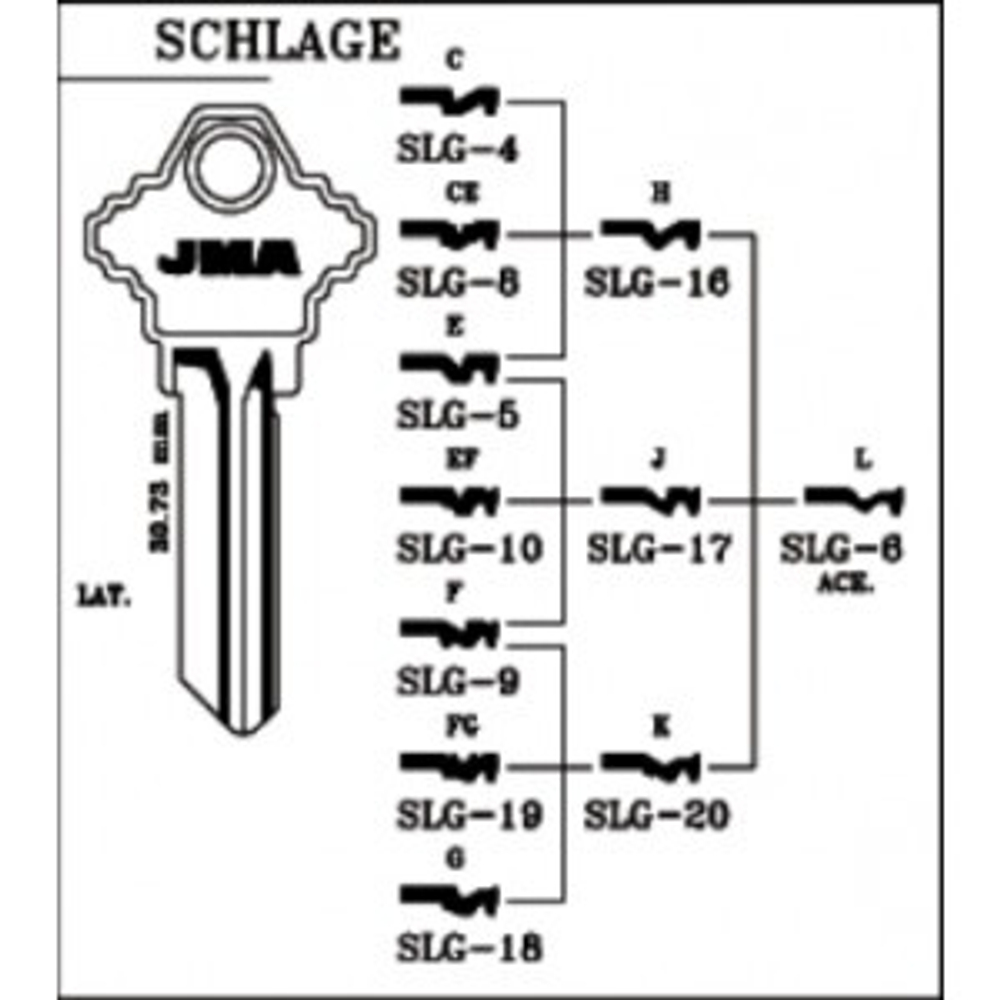 Заготовка английского ключа 10223 SILCA АИ44 Schlage SH27