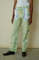 Брюки Soeurs с Расшитыми Карманами 2 / Hand-Embroidered Pockets 2 зеленые