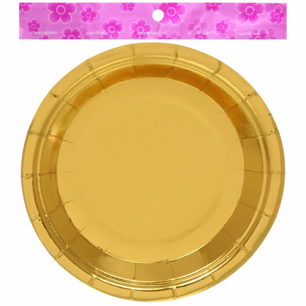 Тарелка бумажная 18 см в наборе 10 шт «Диско», Золото