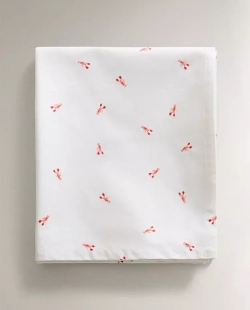 ZARA HOME ХЛОПКОВАЯ СКАТЕРТЬ В ПРИНТОМ, ЭКРЮ