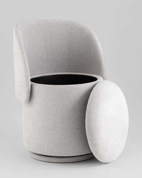 Пуф-трансформер Таунсвилл вращающийся с ящиком букле светло-серый