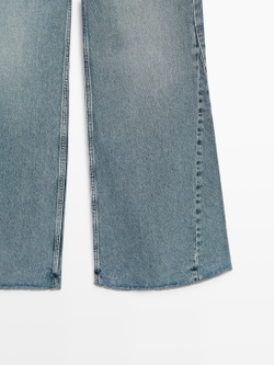 Massimo Dutti Джинсы с высокой талией и расклешенным кроем, светло-голубой