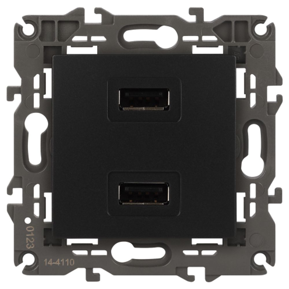 14-4110-05 ЭРА Устройство зарядное USB, 230В/5В-2100мА, IP20, Эра Elegance, антрацит | Elegance Антрацит