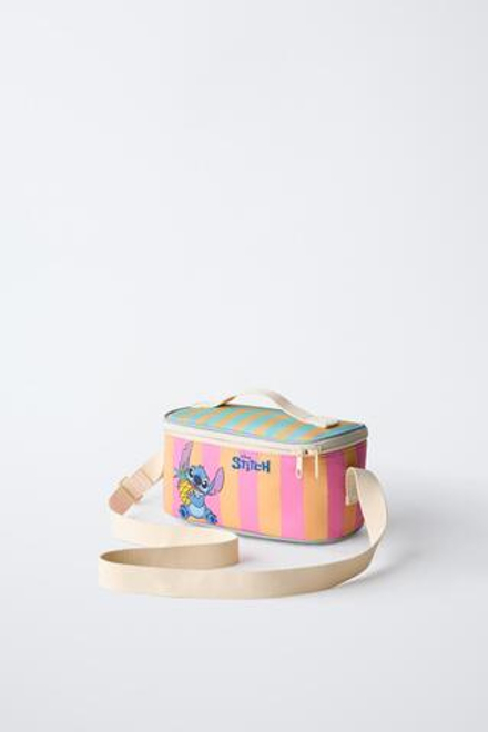 ZARA СУМКА В ПОЛОСКУ С ПРИНТОМ LILO & STITCH © DISNEY, РОЗОВЫЙ