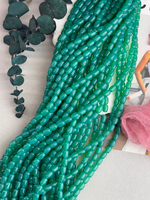 Стеклянные бусины, бочонок 6*9 мм, нить 38 см, "Нефрит"