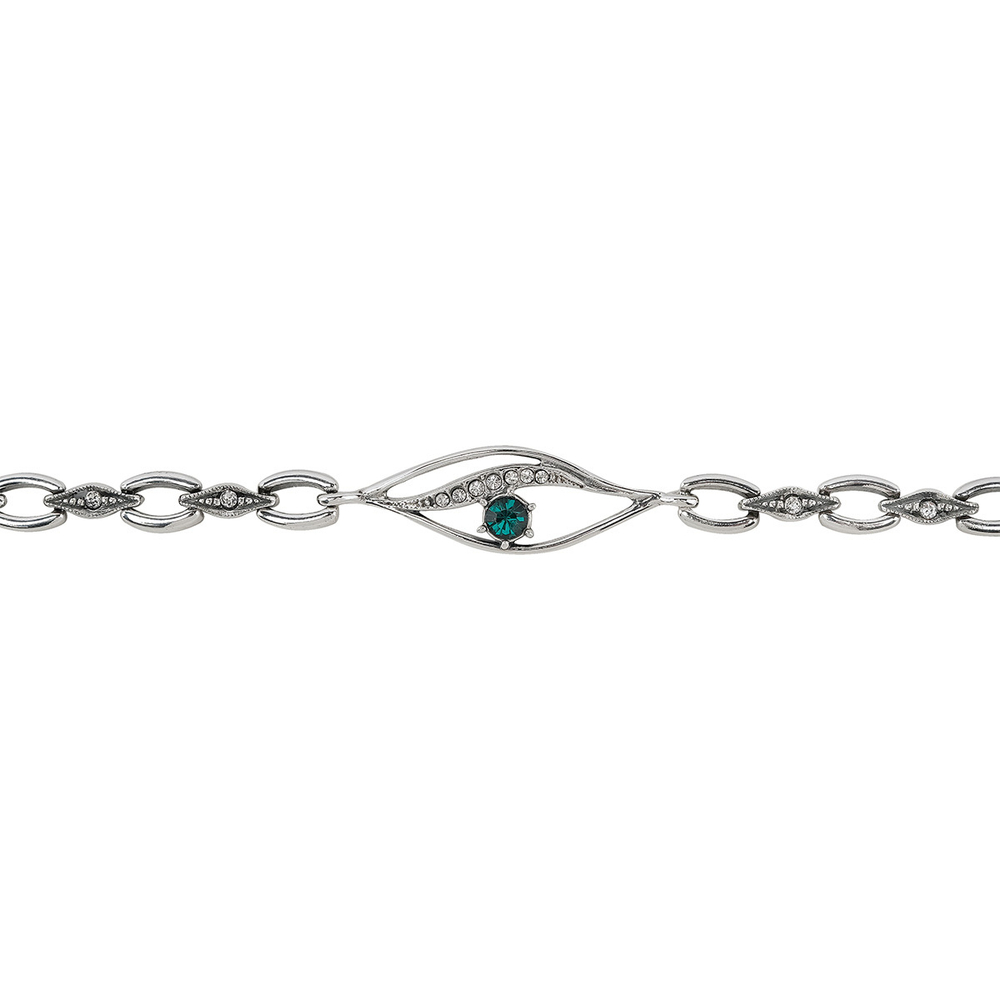 "Торфи" браслет в серебряном покрытии из коллекции "Изумрудные мечты" от Jenavi с замком пряжка