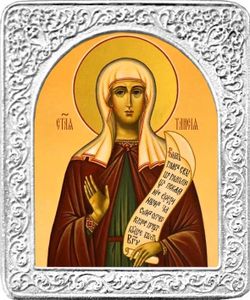 Святая Таисия. Маленькая икона в серебряной раме.