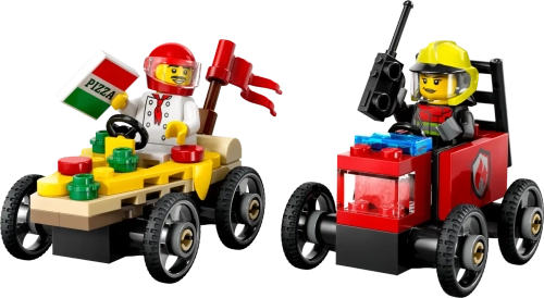 Конструктор LEGO City 60458 Машина-пицца против гоночной пожарной машины
