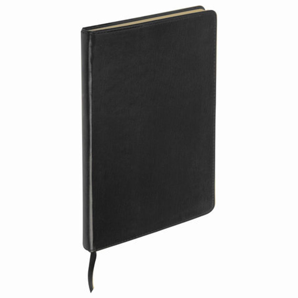 Блокнот А5 (148х218 мм), BRAUBERG "Income", 128 л., гладкий кожзаменитель, клетка, черный, 125208