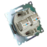 Розетка компьютерная 2-местная RJ-45 (механизм) STEKKER GLS00-7109-04, серия Катрин, шоколад 50006