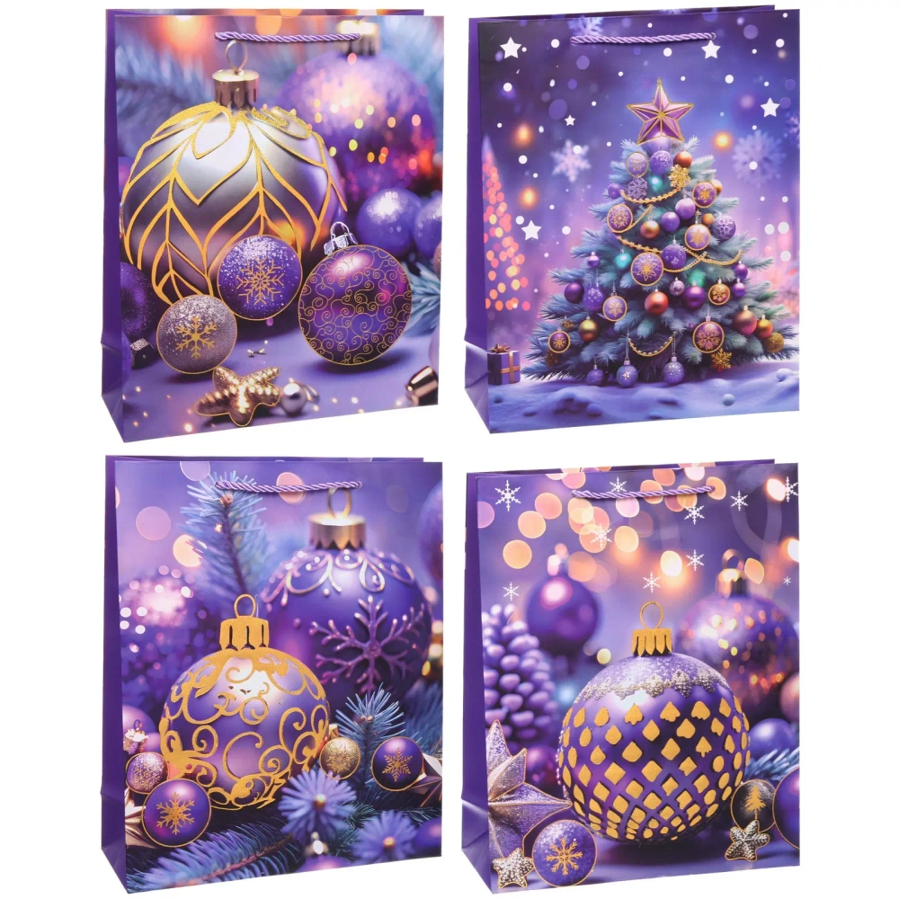 Пакет подарочный «Елкины подарки» 26*32*10 см, микс