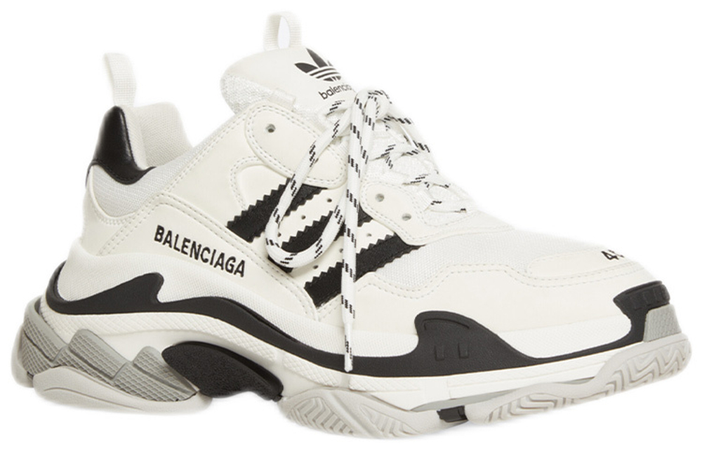 Adidas originals x Balenciaga Balenciaga Triple S polyester fabric leather sports shock absorption non-slip wear-resistant low-top daddy shoes women's white