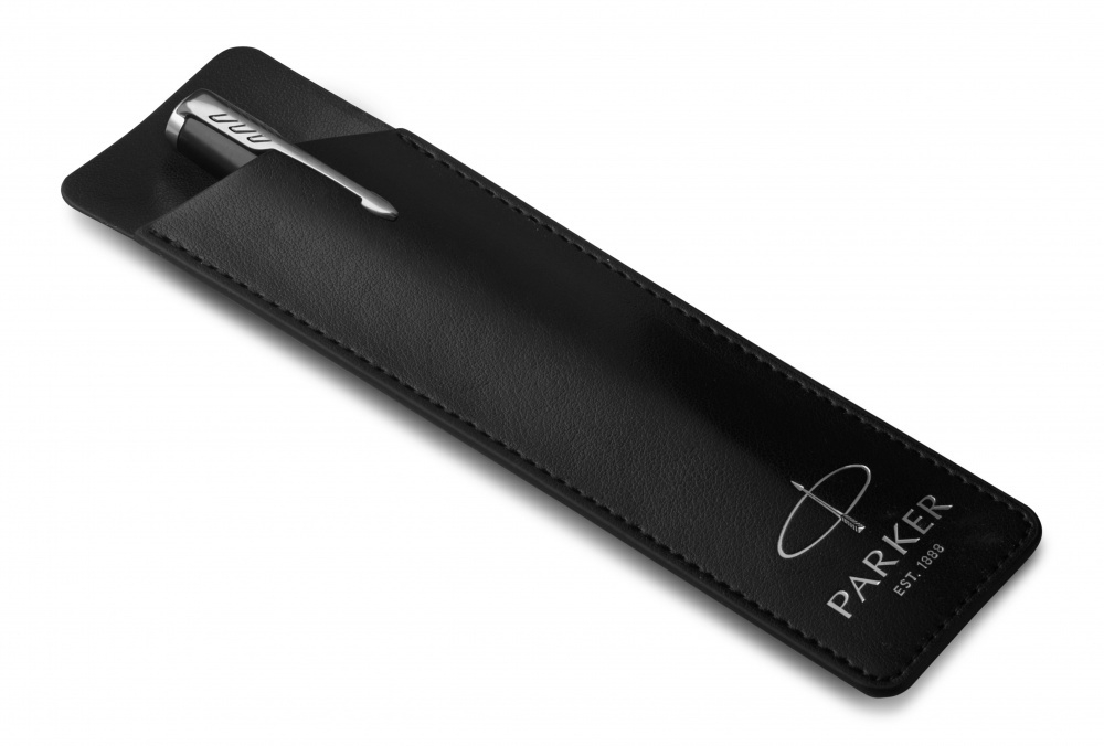 Чехол Parker из натуральной кожи, цвет матово-черный с серебряным тиснением