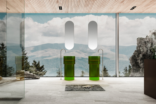 Раковина отдельностоящая прозрачная ABBER Kristall AT2701Emerald-H зеленая