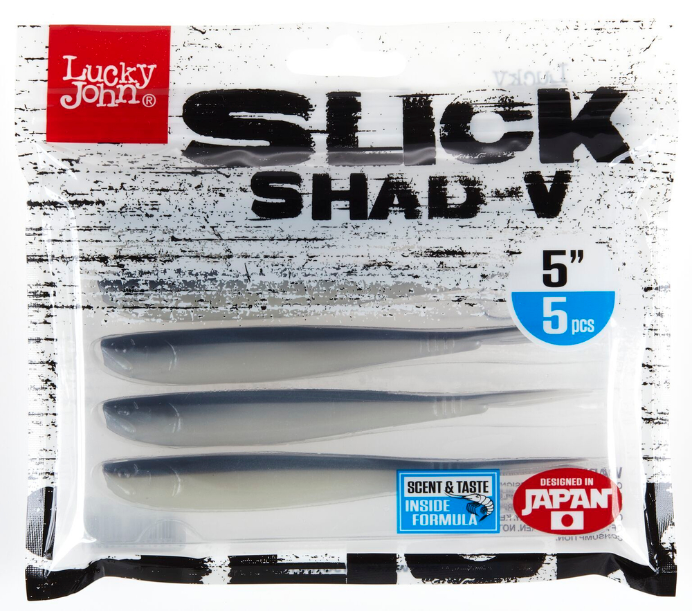Виброхвост LJ 3D Slick Shad-V 5" (12.7 см), цвет 014, 5 шт.