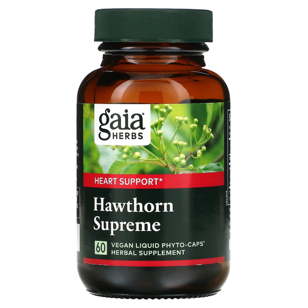 Gaia Herbs, боярышник, 60 веганских капсул с фитокапсулами (500 мг в 1 капсуле)