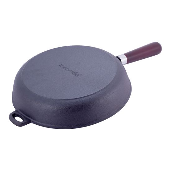 Сковорода чугунная 26,5 см. с деревянной ручкой Kamille KM-4811V