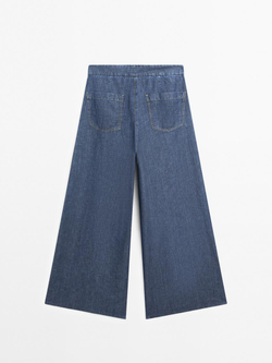 Massimo Dutti Джинсы с высокой посадкой и очень широкими штанинами, средний синий