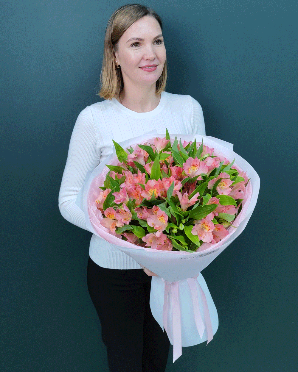 Букет альстромерия розовая,9 веток(00345)