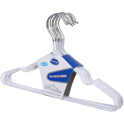 Плечики металлические нескользящие с полимерным покрытием 10шт «ТАРТИТАН», цвет белый, 30см (Селфи)●