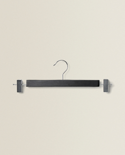 ZARA HOME ЛАКИРОВАННАЯ ДЕРЕВЯННАЯ ВЕШАЛКА С ЗАЖИМАМИ (НАБОР ИЗ 3 ШТ.), ЧЕРНЫЙ