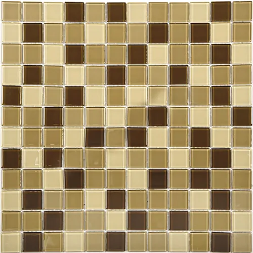 Стеклянная плитка мозаичная 823-060 Crystal глянцевая гладкая коричневый бежевый